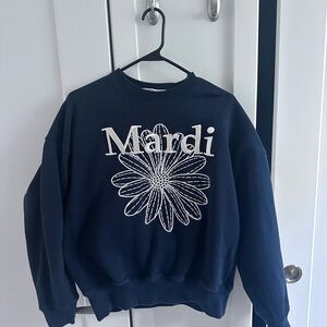 Navy Mardi Mercedi Sweatshirt with Raglan Flower